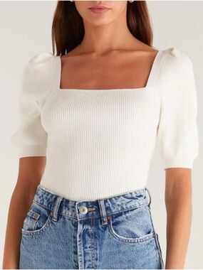 Z Supply Sibyl Short Sleeve Sweater Top Knit Ribbed Size Large Like New